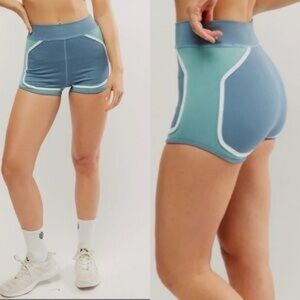 Free People FP Movement Womens XS/S There You Go Run Shorts Blue Teal White
